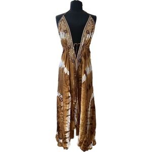 TAN tie dye Flowy Dress